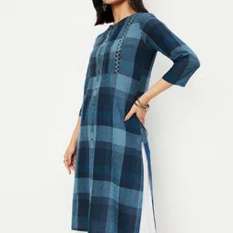 max Women Checked Thread Work Kurta image 2