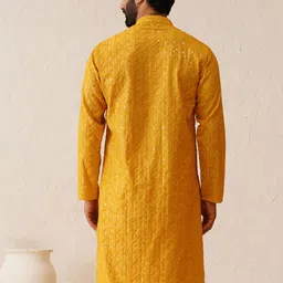 SOJANYA LUXE Ethnic Motifs Embroidered Mandarin Collar Sequined Straight Kurta image 4