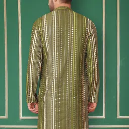 Jompers  Striped Thread Work Straight Kurta image 4