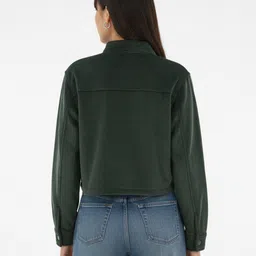 glitchez Stand Collar Corduroy Relaxed Fit Crop Tailored Jacket image 5