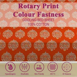 Trance Home Linen Red Ethnic Motifs 200 TC Cotton Single Bedsheet Set 1.52m x 2.54m image 2