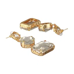 Jazz and Sizzle Gold-Plated Contemporary Stone Studded Drop Earrings image 3