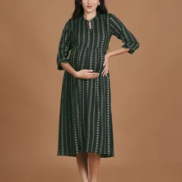 NIGHTSPREE Women Printed Maternity Fit & Flare Dress-image-25