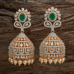 Kushal's Fashion Jewellery Gold-Plated Dome Shaped Zircon Jhumkas Earrings-picture-42