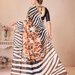 Garden Vareli Abstract Geometric Printed Pure Georgette Saree image 2