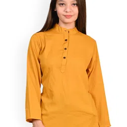 BAESD Girls Band Collar Straight Crepe Kurta-image-22