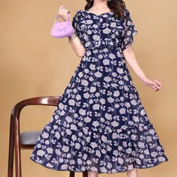 houseofcommon Women Ethnic Dress Blue Knee Length Dress image 1