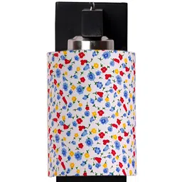 Devansh White & Blue Printed Wooden Cotton Cylinder Shaped Wall Lamp image 5