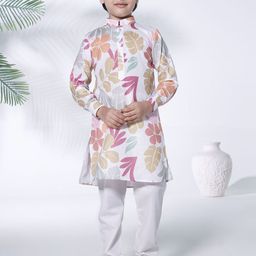 Ministitch Boys Floral Printed Regular Straight Kurta with Churidar-picture-4