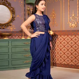 Aarika Girls Embellished Ready to Wear Georgette Lehenga & Blouse With Dupatta image 4
