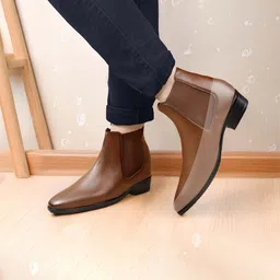 Bxxy Men 9 Cm Hidden Height Increasing Casual Block-Heeled Chelsea Boots-image-98