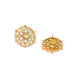 Anvik Gold-Plated Kundan Studded Floral Shaped Studs image 3