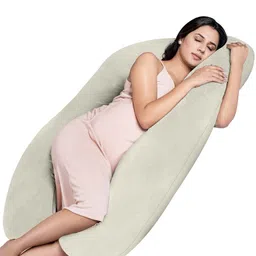 my armor U Shaped Velvet 50 x 31 Inch Pregnancy Pillow in Cream Colour image 1