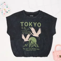 Pantaloons Junior Girls Graphic Printed Raw Edge T-shirt-image-16