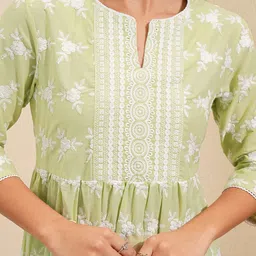 Vishudh Embroidered Ethnic Motifs Print Fit and Flare Dress image 2