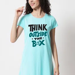 FFLIRTYGO Women Printed Pure Cotton T-shirt Nightdress-image-70