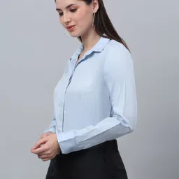 cantabil Women Regular Fit Solid Spread Collar Casual Shirt image 2
