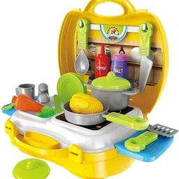 goods collection Dream Kitchen Set Cooking Pretend Play Toys for Kids, Yellow image 4