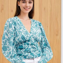 Stylecast X Slyck Floral Printed V-Neck Puff Sleeves Top-picture-26