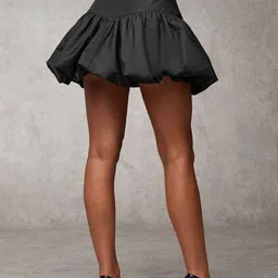 tabadtod Women Solid Regular Black Skirt image 3