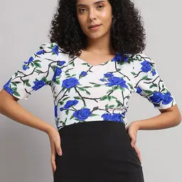Dream Beauty Fashion Floral Print Sweetheart Neck Puff Sleeve Top-image-78