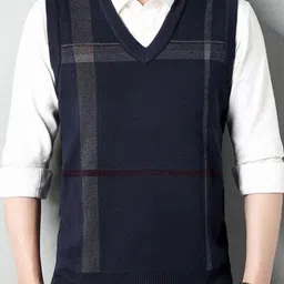 StyleCast Men Checked V-Neck Sweater Vest-picture-28