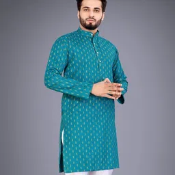 darkchill Men Solid Cotton Blend A-line Kurta-picture-14