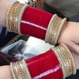 trylo fashion Set Of 2 Gold-Plated Stone-Studded & Beaded Bangles-picture-15