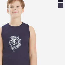 Bodycare Kids Boys Pack Of 2 Soft Breathable Cotton Rib Undershirts Vests KGA2016NVRD-60-image-87