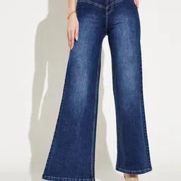 Miss Chase Women Wide Leg High-Rise Light Fade Stretchable Jeans-image-26