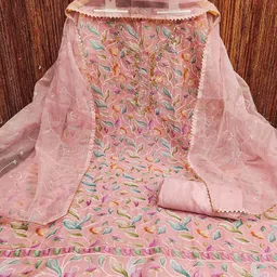 KALINI Embroidered Organza Unstitched Dress Material image 3