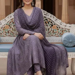 ARADHNA Women Ethnic Motifs Printed Panelled Kurta with Trousers & With Dupatta image 2