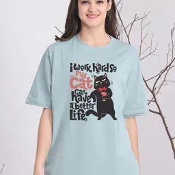 DOOR74 Women Printed Drop-Shoulder Sleeves T-shirt-image-41