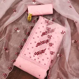 Maroosh Floral Embroidered Sequinned Organza Unstitched Dress Material image 3