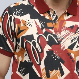 MaverIQ Abstract Printed Polo Collar Cotton T-Shirt image 4