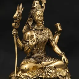 Exotic India Gold-Toned Four Armed Blessing Lord Shiva Religious Idol Showpiece image 2