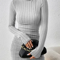 KPOP Women High Neck Jumper Dress-picture-37