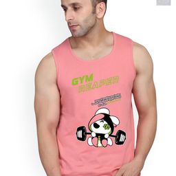 SLOWLORIS Pack Of 2 Printed Round Neck Sleeveless Bio-Wash Cotton Gym Vests-picture-8