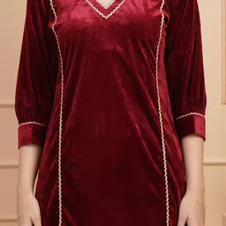 Dubai Collection Velvet V-Neck Top With Trousers Co-Ords image 2