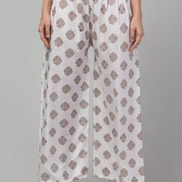 FAMBEE Women Printed Flared Knitted Palazzos-image-87