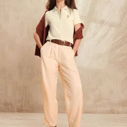 U.S. Polo Assn. Women Solid Polo Collar T-shirt image 3