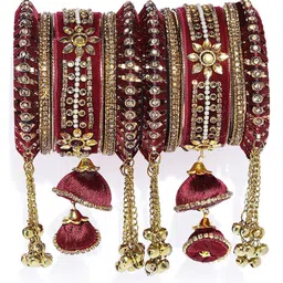 Peora Gold Plated Set Of 2 Matching Bangles Set Bridal Wedding Chuda image 3