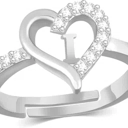 sk jewels Valentine Gift Initial Letter I ring for Girls stylish design Silver plated ring Brass Cubic Zirconia Silver Plated Ring image 2