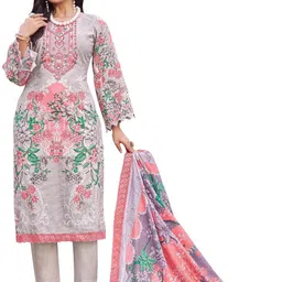 DRAVINAM Trends Embroidered Pure Cotton Unstitched Dress Material-picture-11