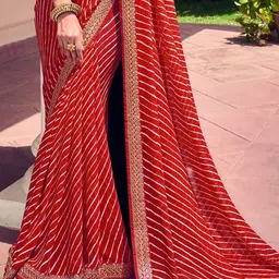 SANISA Leheriya Embroidered Poly Georgette Designer Leheriya Saree image 3