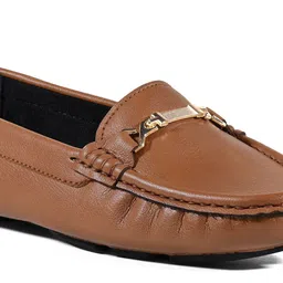 LOUIS STITCH Women's Tan Premium Solid Slip-On Casual Loafers image 4