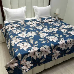 Pure Decor Comfy Blue & White Printed Microfiber 354 GSM AC Room King Size Comforter-image-93