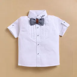 LITTLE COLLARS Boys Striped Polo Collar Short Sleeves Pure Cotton Shirt With Shorts image 2