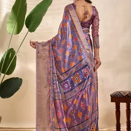 FINFOL Ethnic Motifs Zari Silk Blend Handloom Mysore Silk Saree image 5