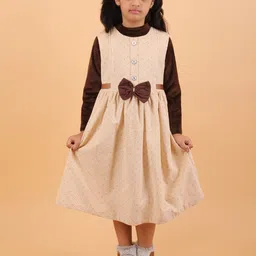 CALYX CLOTHING Girls Polka Dot Printed Fit & Flare Ribbed Midi Dress & Bow Accent-picture-14